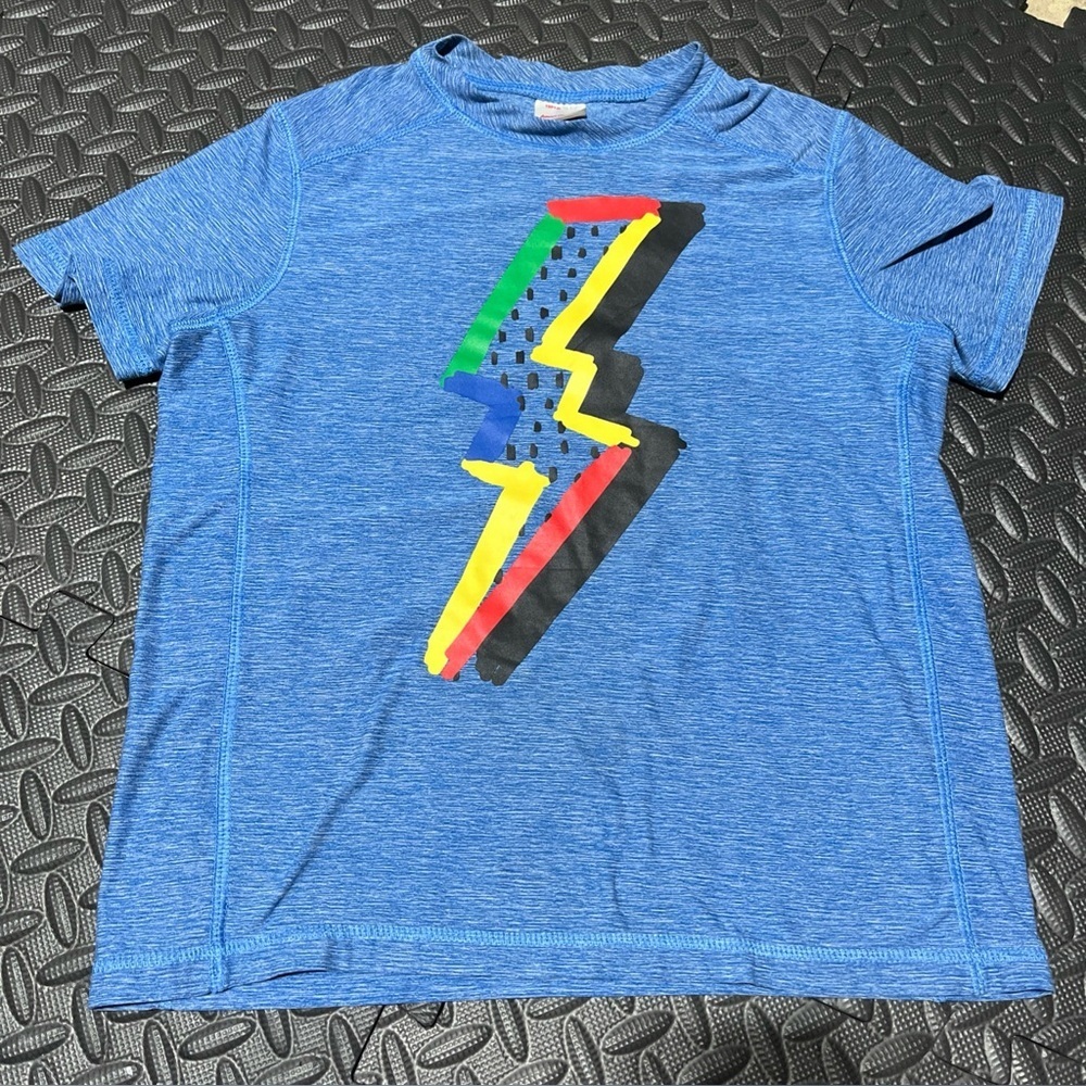 Boys Hanna Andersson Short Sleeve Shirt Blue Lighting Bolt Size 120 US 6-7